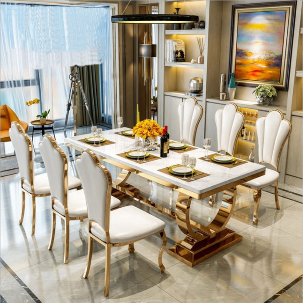 Foshan furniture modern dining table set 6 seater restaurant furniture luxury dining table set - 副本