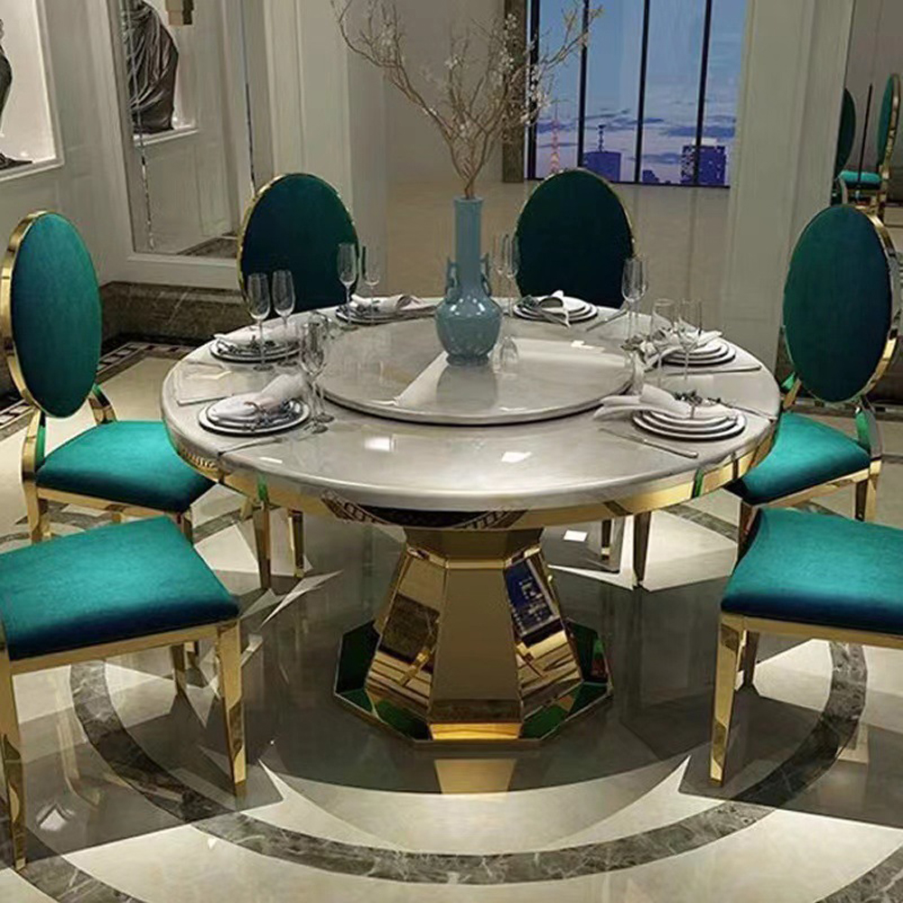 Fanaosi retail home furniture dinner table set 6 chairs modern leather marble dining table