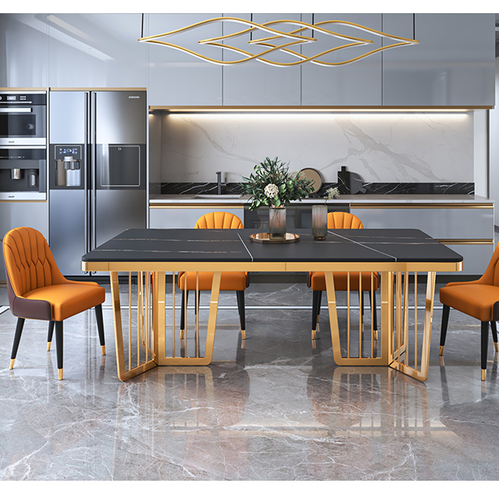 Easy installation hotel furniture luxury modern dinning table and chairs marble dining table for villa