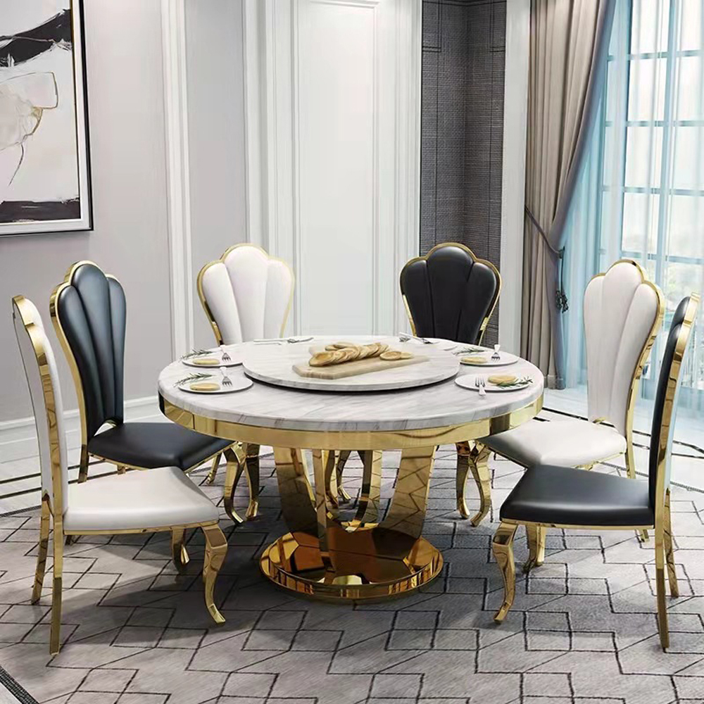 New style factory price home furniture sales modern luxury marble round dining table for villa