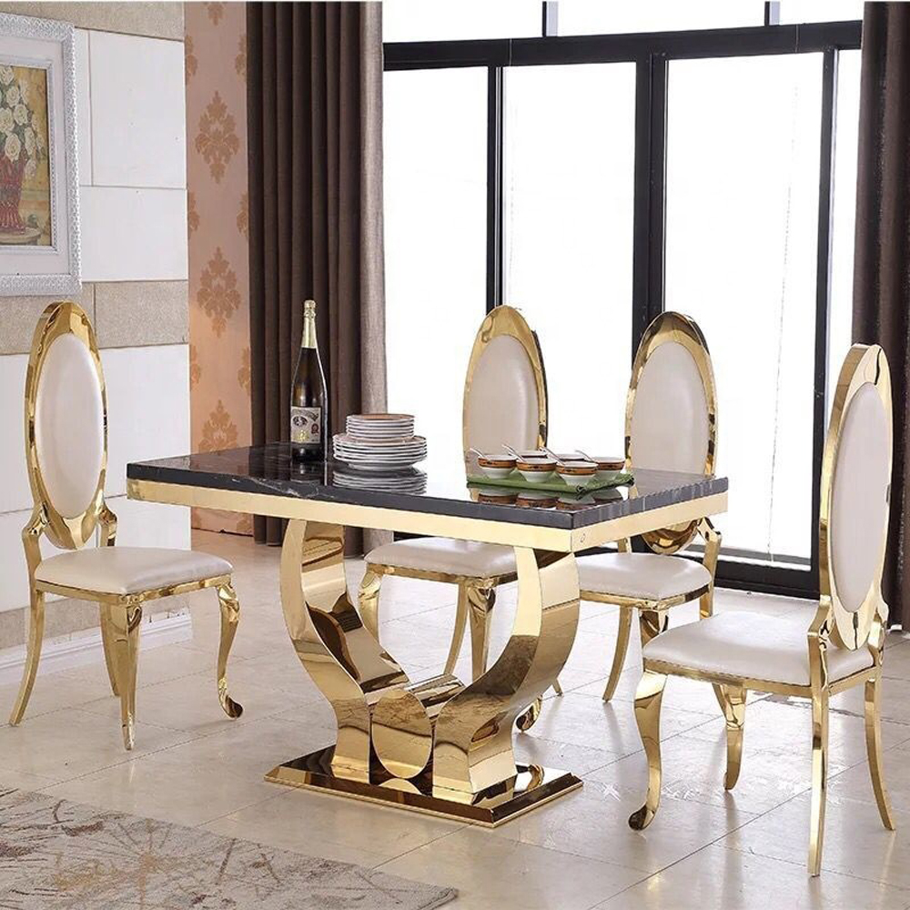 New design other commercial furniture stainless steel table  grey dining table set 4 chairs